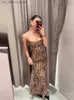 Grundläggande casual klänningar Nya Leopardtryck Sling Maxi Dress for Women 2024 Summer Elegant Backless Slveless Slip Long Dress Female Party Vestidos 1 T240415