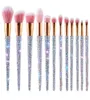 12pcs Logo personnalisé Bling Maquillage Rhingestone Synthétique Diamond Glitter Sparkle Makeup Brush Set4920234