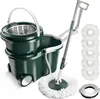 MASTERTOP Spin Mop Bucket with Wringer Set Floor 2 Wheel Easy Move Stainless Steel Adjustable Handle 5 Microfiber Re 240412