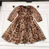 Basic & Casual Dresses Girls' Leopard Pattern Long Sleeved Dress Made of Pure Silk Cotton, Simple Elegant
