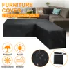 Multi Size Furniture Corner Sofa Protect L Shape Outdoor Garden Waterproof Black Furniture Dustproof Outdoor Corner Table Cover