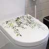 Green Leaves Flowers Plant Wall Sticker For Bathroom Toilet Cabinet Decor Mural Beautify Self-adhesive Decals Home Decoration