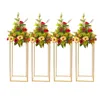 Party Decoration 4 PCS Gold Metal Artificial Flower Stand Wedding Centerpiece Floral Column Holder Rack Plant Ballon Shelf Home