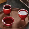 Tasses Saucers Céramique Red Glaze Fabinage à la main