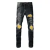 Jeans strappati viola per uomini e donne, High Street Retro Paint Spot Hole Streetwear Denim, pantaloni micro elastici slim codi di jeans per uomo jnco jeans