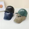 Boys Dinosaur Hat Embroidered Skeleton Baseball Cap Kids Water Wash Jeans Gray Hat Baseball Caps