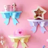 Hooks & Rails Japanese Pink Bow Storage Rack Wall-mounted Wooden Shelves For Girl Kids Room Decoration Organizer Holder Bedroom De299V