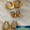 2024 new Vintage Gold Jewelry Tarnish Free 316L Stainless Steel 18k Gold Plated Bold Geometric Trapezoid Oval Square Design Hoop Earring Factory price expert desigw