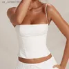 Women's Tanks Camis Summer Backless Zip Up Bustier Crop Tops Elegant Vintage Skinny Corset Tank Tops Y2K Women Chic Spaghetti Strap Camis Clubwear T240412