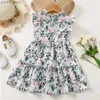 Sukienki dla dziewczyn Summer Floral Sukienka dla dzieci w wieku 1-6 modnej sukienki bez rękawów dla dziewczynki z dziobową sukienką dla młodych dziewcząt Y240412Y2404172GAT