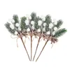 Flores decorativas 20 PCS NAVIDAD Berry Pine Agujas de Navidad Decoración de árboles Rama Po Props Berries Artificial House Decorations Picks and Sprays