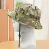 Berets Women Hut Kletterkappe Camouflage Print Outdoor mit winddichtem Riemen Anti-UV-Sonnenschutz zum Fischereicamping Unisex