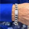Anpassad 9K 14K 18K White Gold Lab Diamond Iced Out Hip Pop Jewelry Miami Cuban Link Chain Armband för M