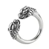 Cabeças retro retro de prata Real anel de besta divina para homem mulher S925 Sterling Lion Heads Rings Fine Jewelry240412