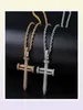 Hip Hop Nail Cross Diamonds Pendant Halsband för män Luxury Crystal Pendants Copper Zircons 18K Gold Platinum Plated Lovers Chain1899200