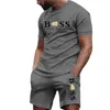Mens Tracksuits 2024 Summer Sports Wear Set Dreattable Short Sleeved T-shirt och Shorts Two Piece Casual Basketball Training Clothes
