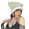 Xingqing Bons y2k esthétique grunge goth chat chaude oreille à rayures Crochet chapeau 2000s femmes kawaii harajuku caps accessoires d'extérieur 240320