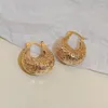 Hoop Earrings Huitan Metal Gold Color Hollow Out For Women Modern Fashion Lady's Ear Accessories Daily Wear Chic Jewelry