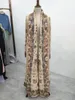 Casual Dresses Miyake Pleated Turndown Collar Vintage Printed Long Sleeve Dress Women 2024 Original Designer Abaya Fashion Looose Coat