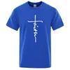 T-shirts masculins 2024 Coton Retro Faith Imprimez d'été T-shirt pour hommes femmes Fashion de haute qualité à manches courtes tshirt de sport en vrac respirant