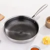 Pans poêle à frire en acier inoxydable avec revêtement cellulaire - lignes anti-stick faciles à nettoyer appropriées