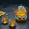 Tociera giapponese per tè bollitore di calore in vetro resistente alla pentola a strisce da 600 ml di zucca PU ERH TEAPOT