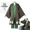 Trajes de anime Urahara Kisuke Cosaly Anime Bleach Cosplay Costume Aldult cinza calça calça de calça de chapéu de hat de Halloween Carnival Festume 240411