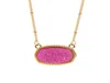 Pendant Necklaces Resin Oval Druzy Necklace Gold Color Chain Drusy Hexagon Style Luxury Designer Brand Fashion Jewelry For WomenPe8025179