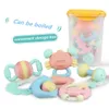 Meibeile Infant Toddler Soft Teether Musical Toy Toy Set Hand Ring Bell Juguete Baby Rattles for Kids Early Intelligence Development C3525