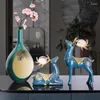 Vases Modern Light Luxury Ceramic Vase Living Room Dried Flower Arrangement Accessories Desktop Home Decoration Gifts