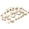 40pcs / set 1:12 Dollhouse Miniature Table Varelle Porcelaine Cerramic Tea tasse Plats