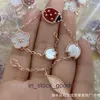 High end designer bangles for vancleff High version Clover Ladybug Bracelet 18k Rose Gold Double sided Red Jade Chalcedony Titanium Steel Lucky Bracelet Original 1:1