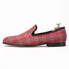 Casual Shoes Piergitar Handmade Scottish Plaid Men Fabric Loafers Plus Size Flats US 4-17