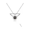 Pendant Necklaces Customized Projection Angel Wings Necklace Siery Custom Color Pos Women Man Jewelry Accessorie 240115 Drop Deliver Dhnib