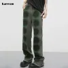 Pants Karram Y2K Aesthetics Green Dżinsy Japońskie pieki jeansowe HARAJUKU Koreańskie dżinsy modowe chłopak vintage w trudnej sytuacji dżinsy