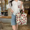 Handväskor ny stil mode vintage blommig duk axelväska för kvinnor enkel handväska stor casual capacity shopper tygväskor