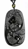 Naturalne obsydian Ryby Lotus Fish Koi Naszyjnik Amulet Amulet z łańcuchem koralików1229671