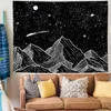 Tapisseries Montrain Tapestry Moon Mur suspendu noir et blanc pour la chambre esthétique décor de salle à domicile