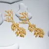 Boucles d'oreilles en acier inoxydable Texture plaquée or 18k plaqués en forme de corail Perle Pendentif Femmes Bijoux charm
