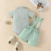 Clothing Sets Baby Boy Summer Clothes Gentleman Outfit Short Sleeve Jumpsuit Casual Stretch Suspender Shorts 2PCS Infant Set