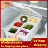Opslagflessen huishoudelijke doos zescompartiment verzegeld voor ui gember knoflook en bloem koelkast keukenaccessoires