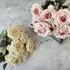 Dekorative Blumen Hochzeitsdekoration Künstliche Diamant Rosen Bouquet Seiden gefälschter Raumdekoration Simulation Rosenlicht Kaffee Farbe Blume Blume