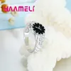 Cluster Rings Novely Watch Look 925 Sterling Silver Finger Ring For Women Men Cubic Zirconia Jewelry Christmas Party Accessories