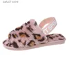 Sandalen pluche slippers voor dames nieuwe casual en modieuze luipaardprint katoen speciale wol H240412