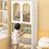 Enfants à vêtements simples armoire à chambre à coucher multicouche armoire de rangement ménage à haute capacité de rangement en plastique double porte