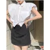 Womens Blouses Shirts Designer Oversize White Crop Shirt Women Sleeveless Korean Fashion Collar Cool Blouse Preppy Loose Casual 2023 D Dh6Qx