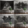 FFO Viking Helmet Skull Hammer Odin Myth Horn Print Pattern Tapestry Home Bedroom Living Room Wall Decor Backdrop Cloth