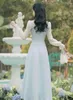Lässige Kleider romantische Lady Mimecore Kleid Vintage Victorian Style Bow Flare Sleeve Elegante Frau Formal Blue Vestido Festa