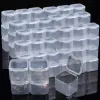 20/1 st mini plastlagringslåda transparent fyrkantig containerfodral för örhänge av smycken arrangör dammtät förpackningsdisplaybox
