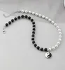 Chokers Round Pearl Beads Yin Yang Taichi Pendant Stainless Steel Chain Unisex Necklace Couple Jewelry Women Mens7771738